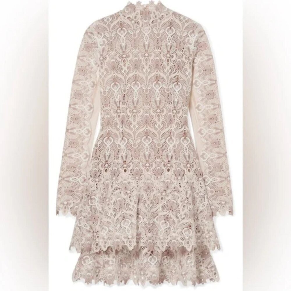 Jonathan Simkhai Natural Tulle-paneled Guipure Lace Mini Dress Nude Combo 6  NWT - Picture 4 of 16